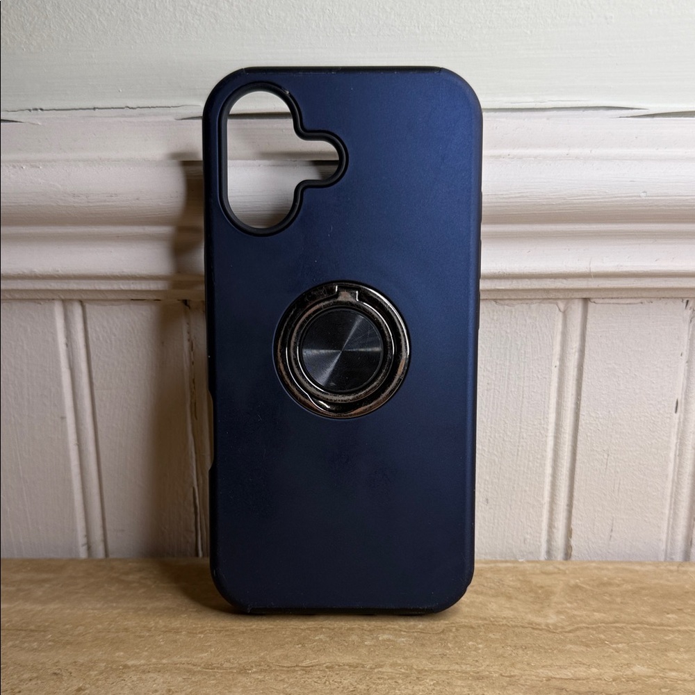 Navy Blue Phone Case with Rotating Ring